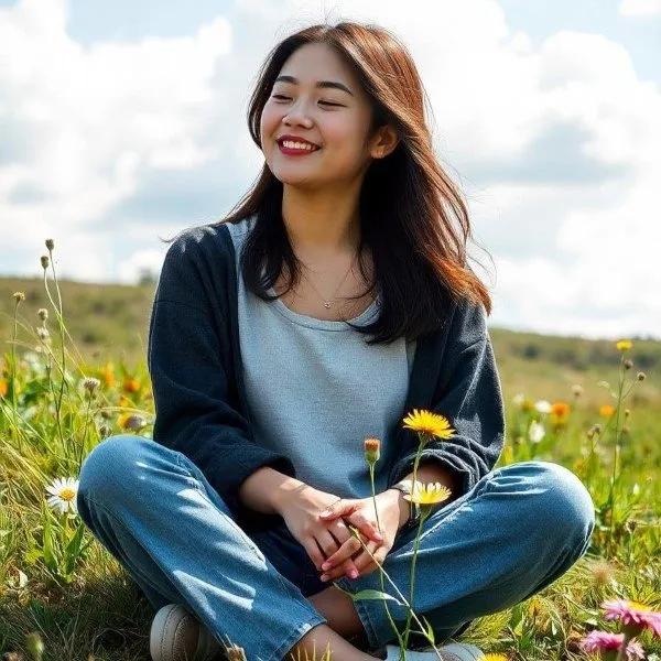 Illustration of a person meditating in a peaceful environment